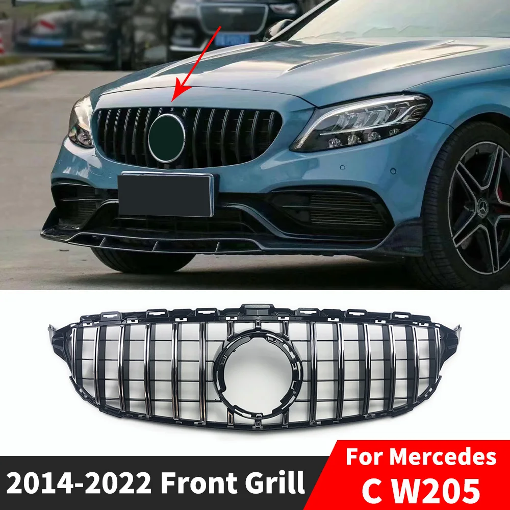 

GT Style Front Inlet Bumper Grille Hood Grill Mesh For Mercedes W205 C205 S205 Benz C C180 C200 C260 C250 C300 C43 2014-2022 Kit