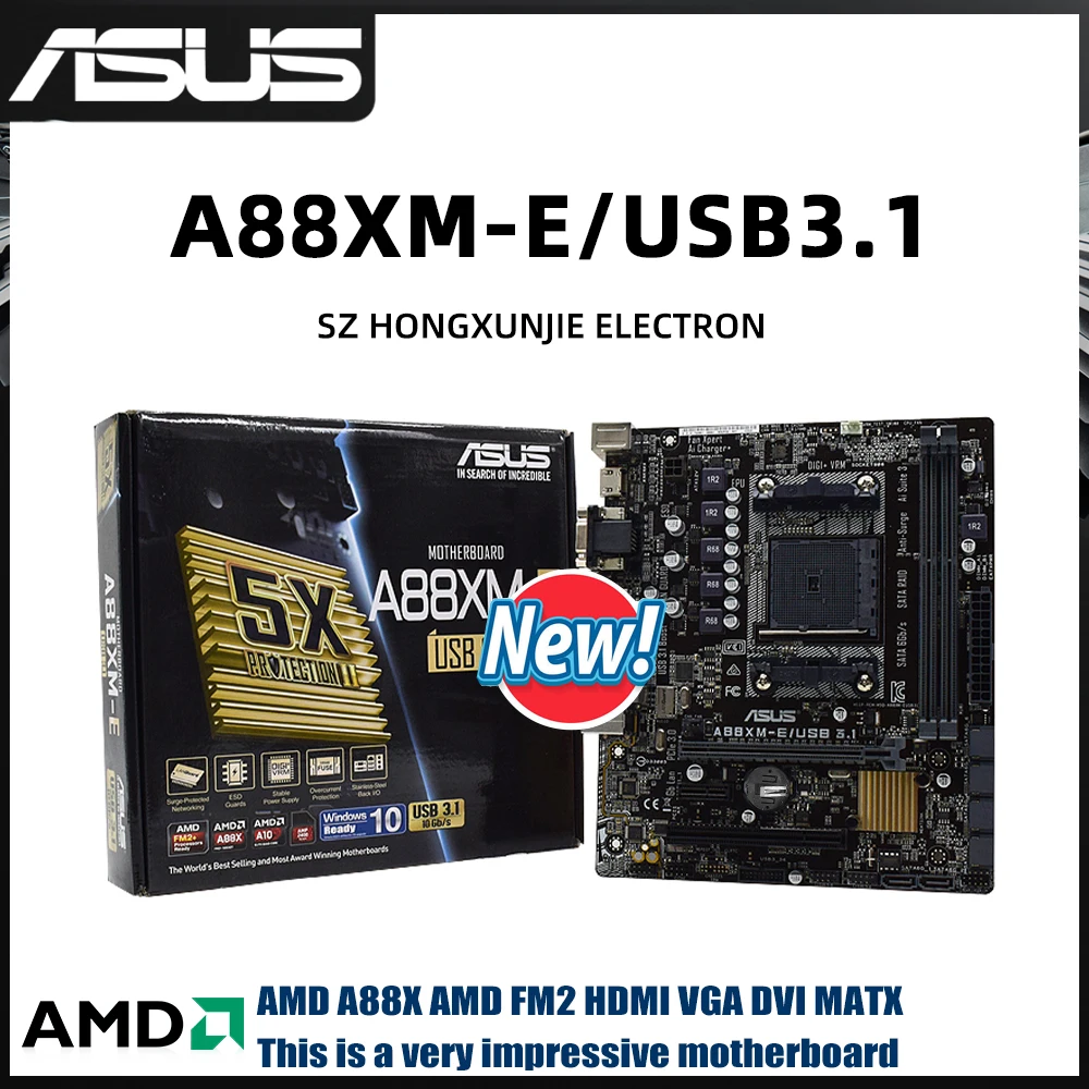 

ASUS A88XM-E/USB3.1 Motherboard AMD A88X FM2+/FM2 APU DDR3 32GB USB3.1 HDMI/DVI/VGA SATA3 RAID Micro-ATX 3Y Warranty Free