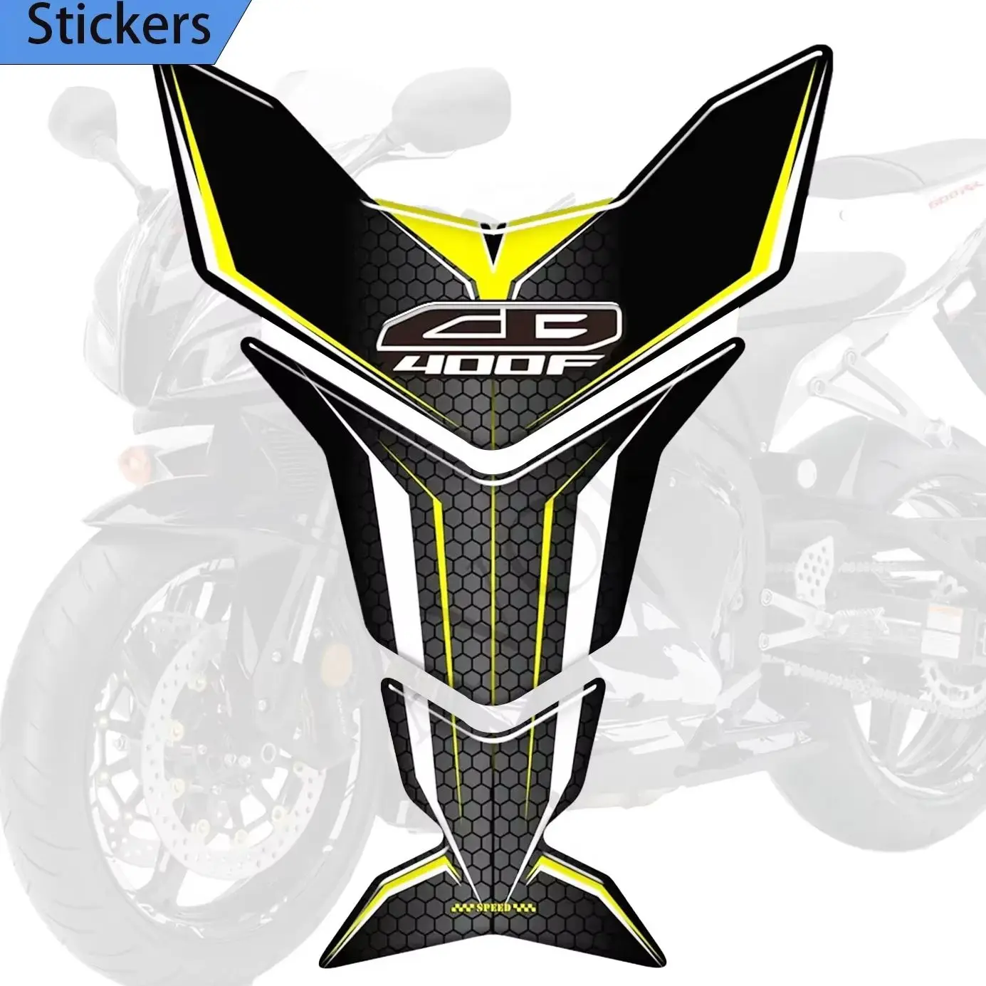 

Motorcycle 3D Decals adhesive Protector Tank Pad Gas Fuel Oil Kit Knee Fish Bone Emblem Logo Fit Honda CB400F CB 400F 400 F