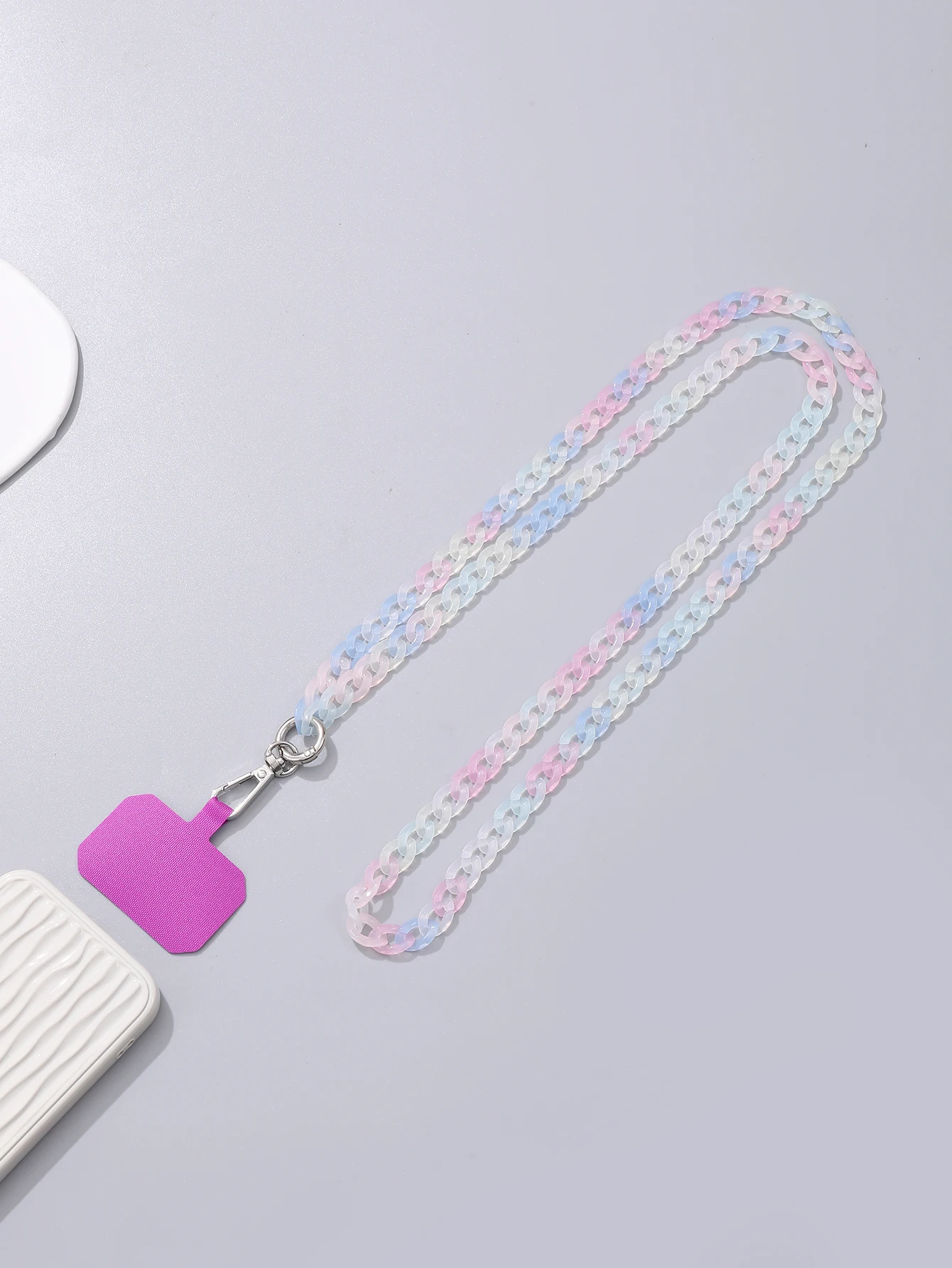 Jelly Color Chain Colorful Acrylic Chain Long Oblique Cross Phone Hanging Rope