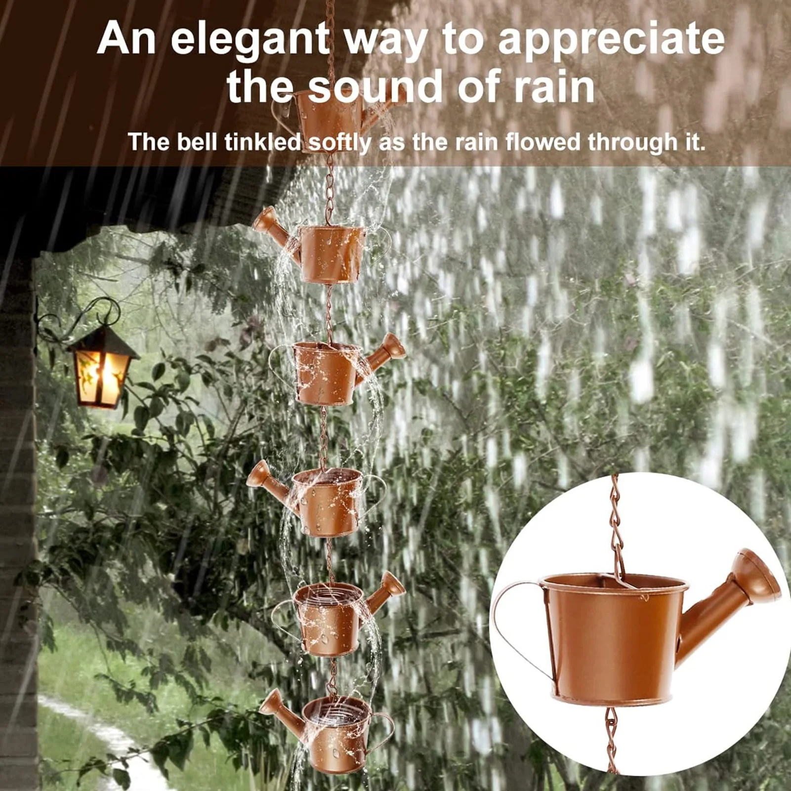 Kettle Rain Chain Elegant Stable Metal Hanging Kettle Rain Chain For Garden Artwork Decoration - Image 5