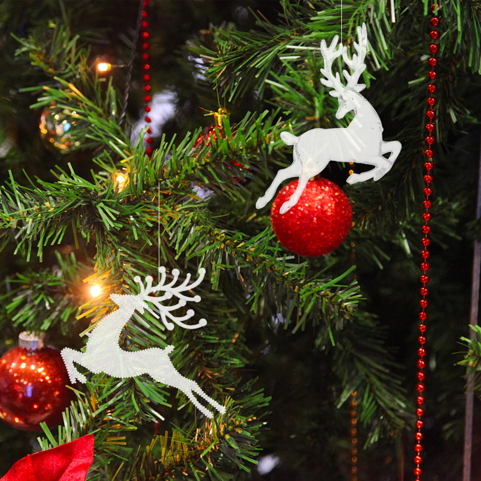 

3pcs Elk Christmas Ornament Transparent Plastic Reindeer Decor Pendant for Tree Party DIY Home Office Hotel School Store