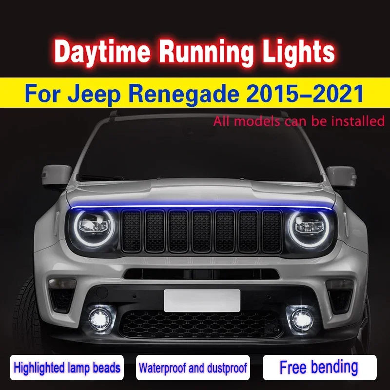 1 pièce, pour Jeep Renegade 2015-2021, feu de jour à LED, 12 V, universel, étanche, flexible, lampe d'ambiance décorative.
