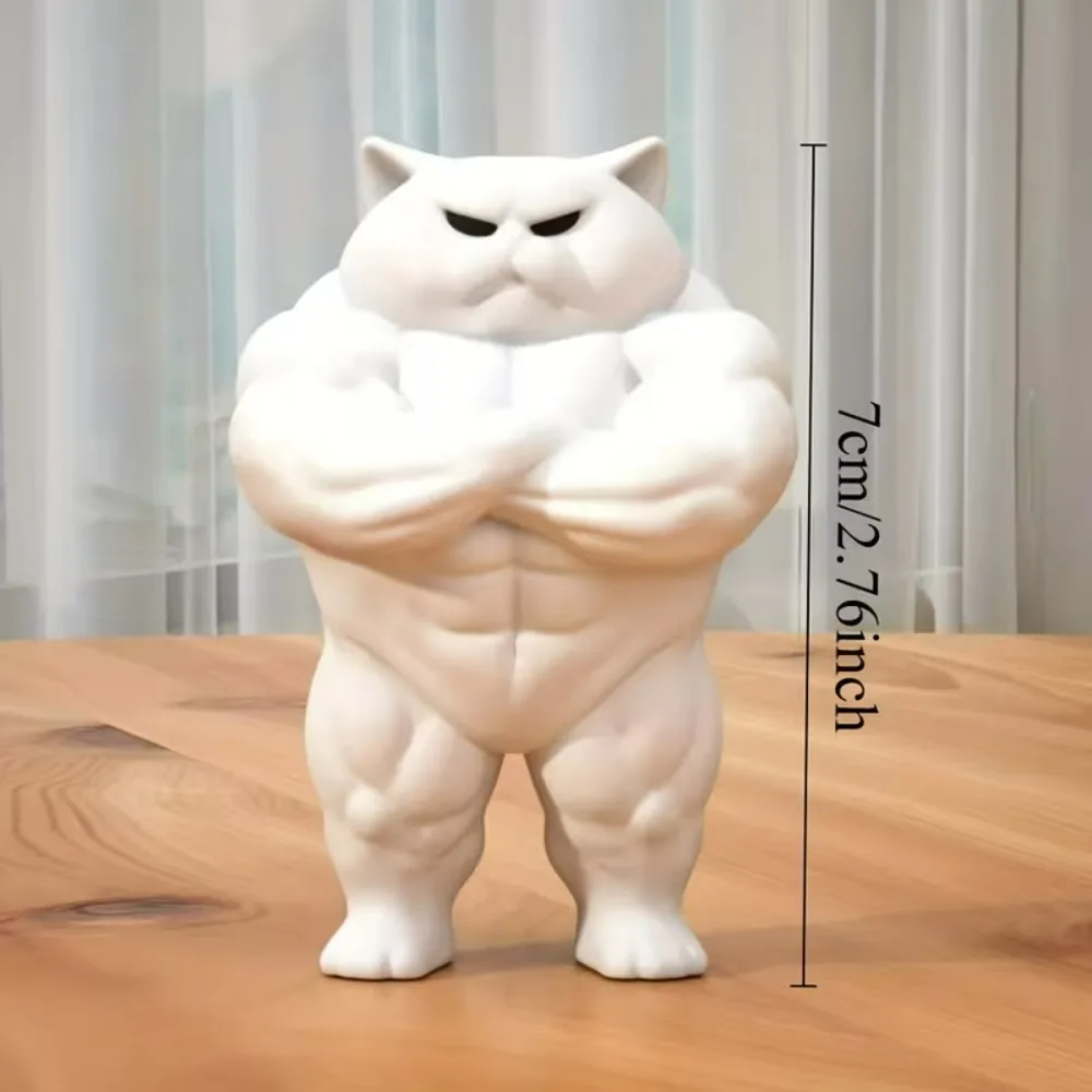 تمثال مزخرف للقطط العضلية المضحكة مطبوع ثلاثي الأبعاد - زخرفة قطط عضلية لطيفة ومرحّبة، مناسبة لمحبي القطط وعشاق اللياقة البدنية، هدايا عيد الميلاد/الهالوين/عيد الحب/عيد الفصح/العام الجديد، سلسلة خزانة ديكور منزلي أنيق #5