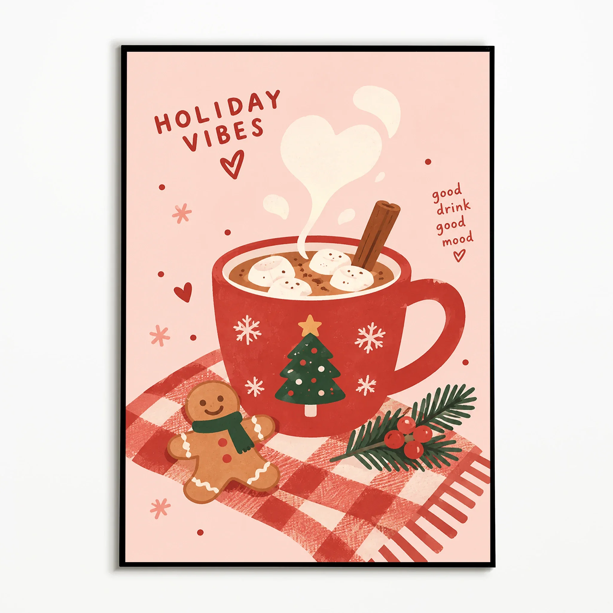 Multiple sizes 1pc frameless Large size Canvas Painting,1PC,Vintage Wall Art Winter Hot Cocoa Posters Modern Canvas Painting Coz