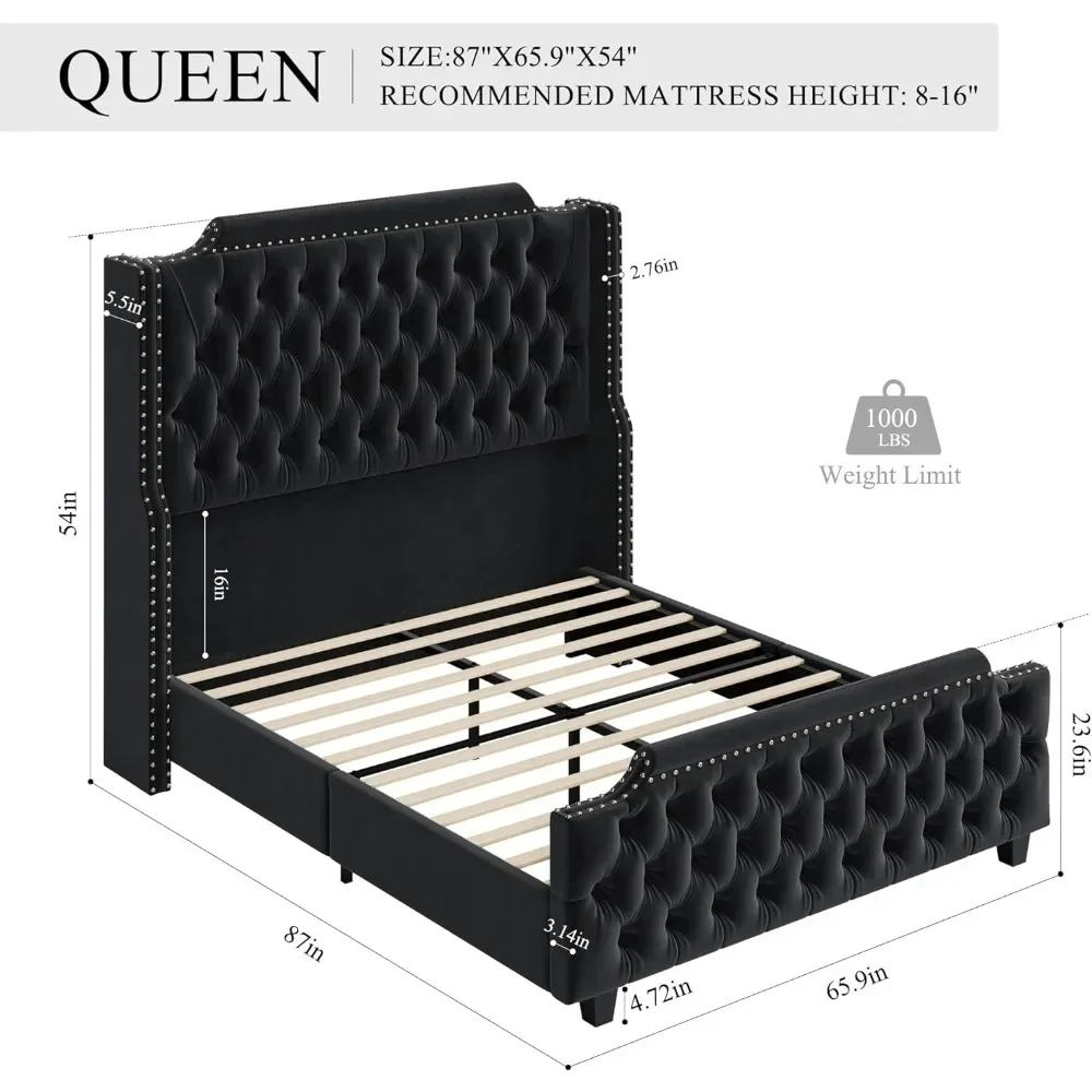 Queen Size Bed Frame with 54