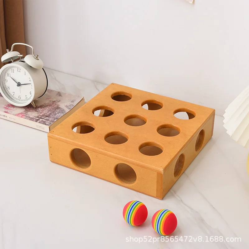 Pet Cat and Dog Toy 17-holes Puzzle Cat Interactive Wooden Treasure Box Feeding Training Dog Toys Kitten Ball Toys Pet Supplies