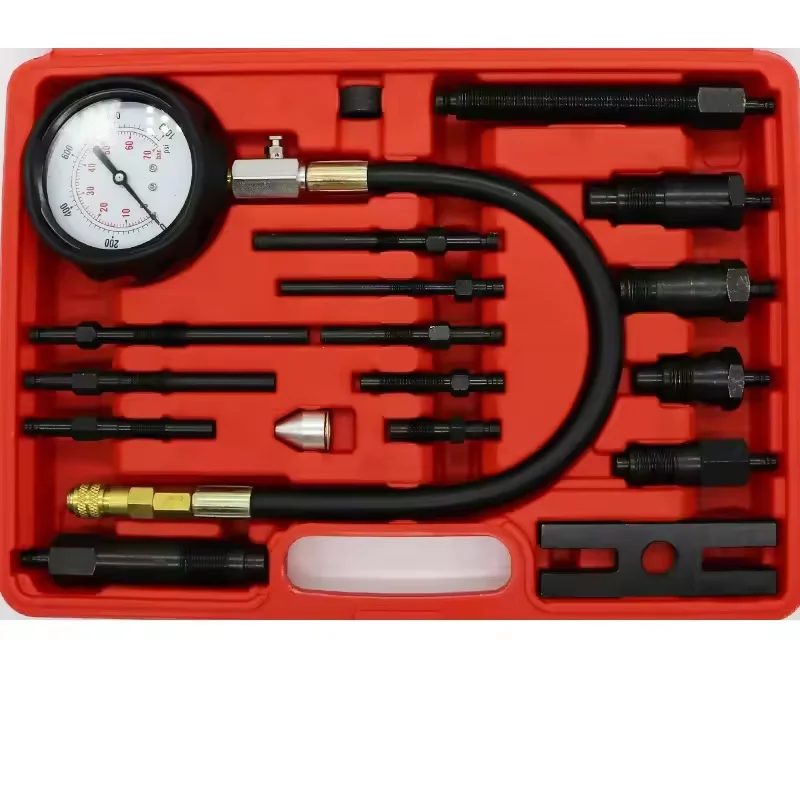 Gauge Test Kit Diesel Engine Cylinder Compression Tester 0-1000PSI Pressure Detector Vehicle Tools Professional Automotive Tool