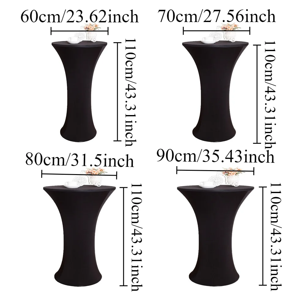 Dustproof Elastic Round High Top Cocktail Table Covers Wedding Party Universal Multi-functional White/Black Elastic Tablecloth