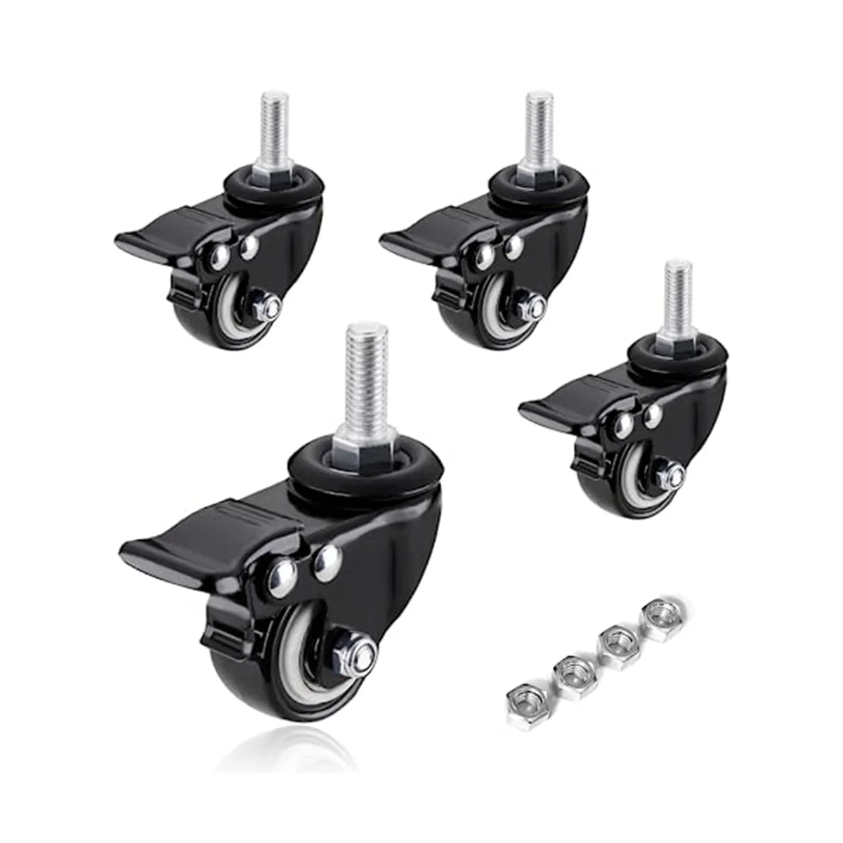 

Casters Wheels, Casters 4 Heavy Duty - Threaded Stem Mount (5/16in) Swivel Casters with Brake, for Cart Furniture