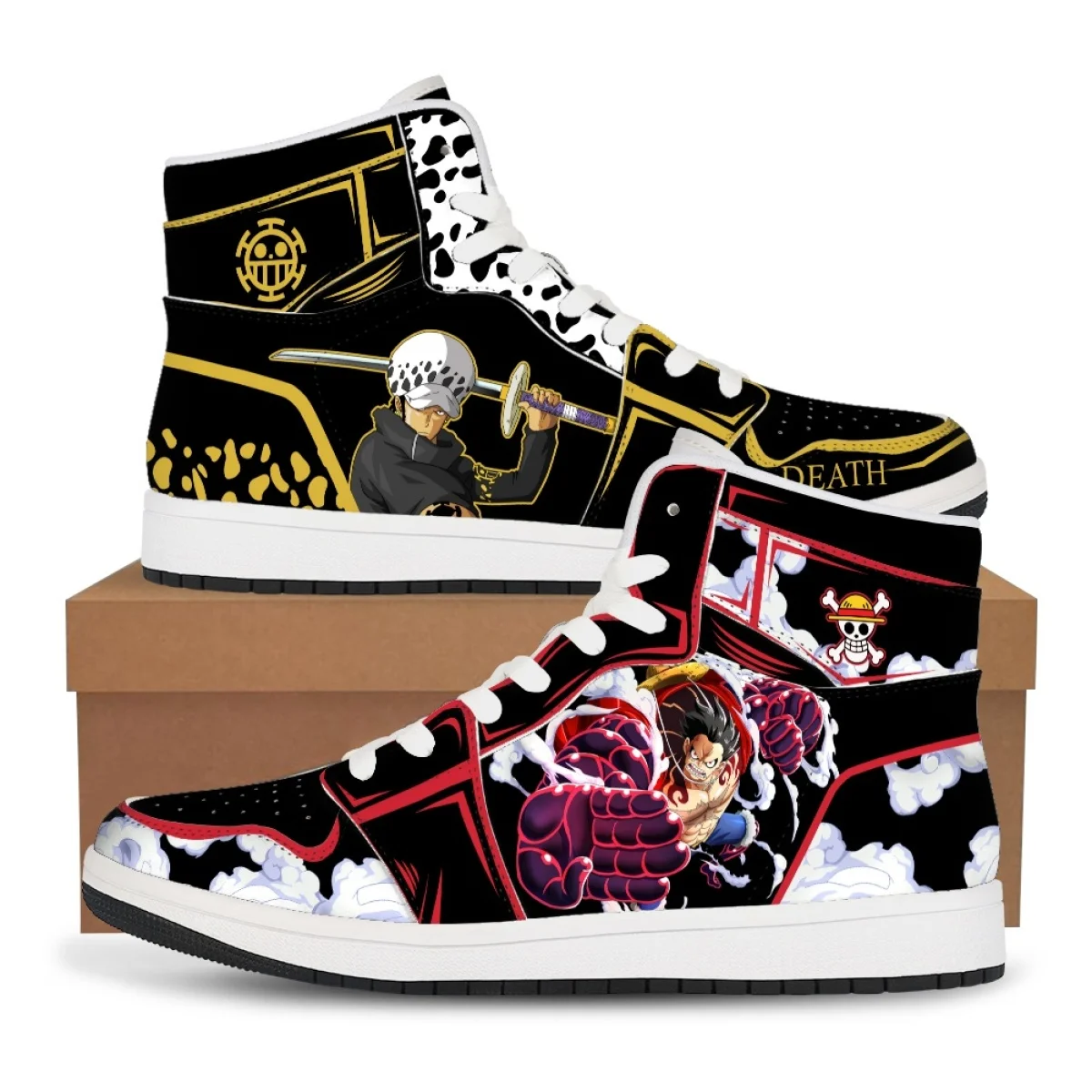 

Кроссовки One Piece Luffy Zoro High Top для баскетбола - аниме-кроссовки для пар, спортивная обувь для прогулок, подарок на фестиваль