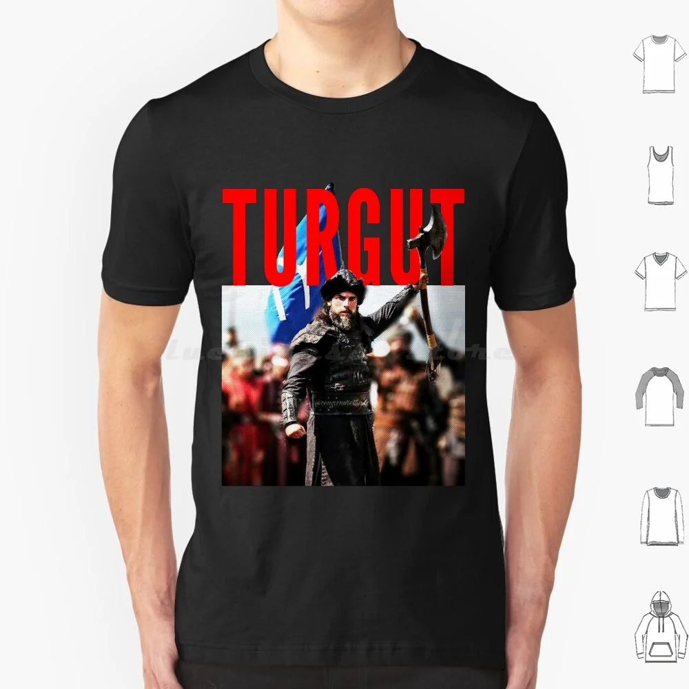 Dirilis Turgut-Flag-Sword Colour Edition T Shirt Big Size 100% Cotton Dirilis Ertugrul The Revival Turkish Turkey Serie Flag
