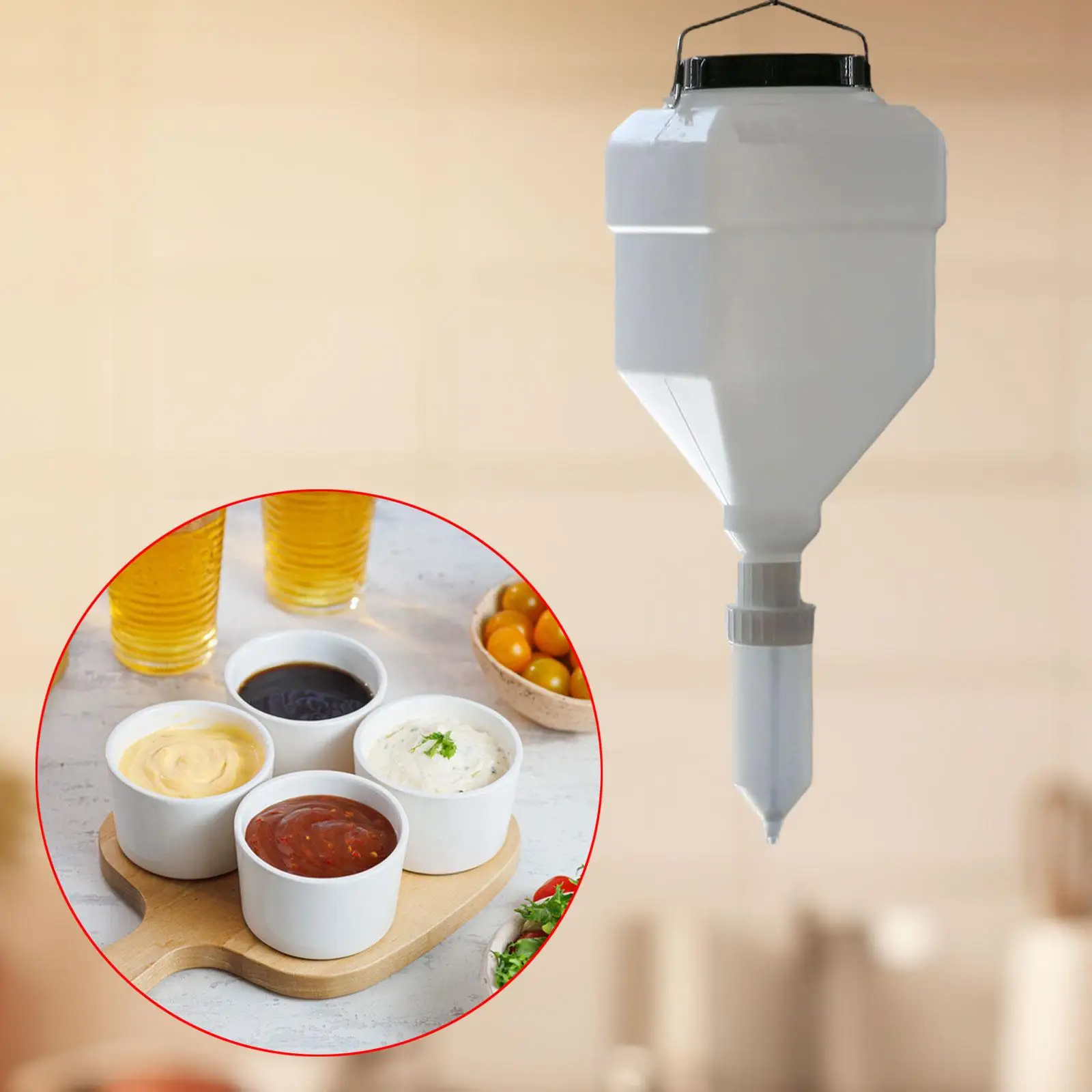 Condiment Squeeze Bottle 5.5L Large Capacity Hanging Leakproof Sauce Squeezer for Commercial Kitchens Fast Food Catering Mustard