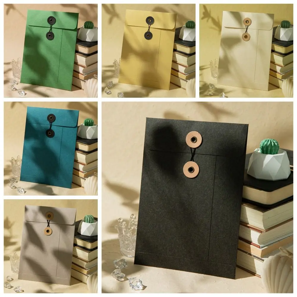 A4/A5 Kraft Paper Envelopes with String Tie Closure Clasp Retro Vintage Brown Envelopes European Style Invitation Card