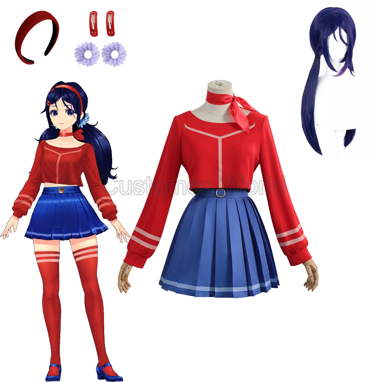 

MiSide Crazy Mita Cosplay Game Cosplay Costume Wig Women Primary Yandere Outfit Halloween Creepy Mita Party Clothes Role Play