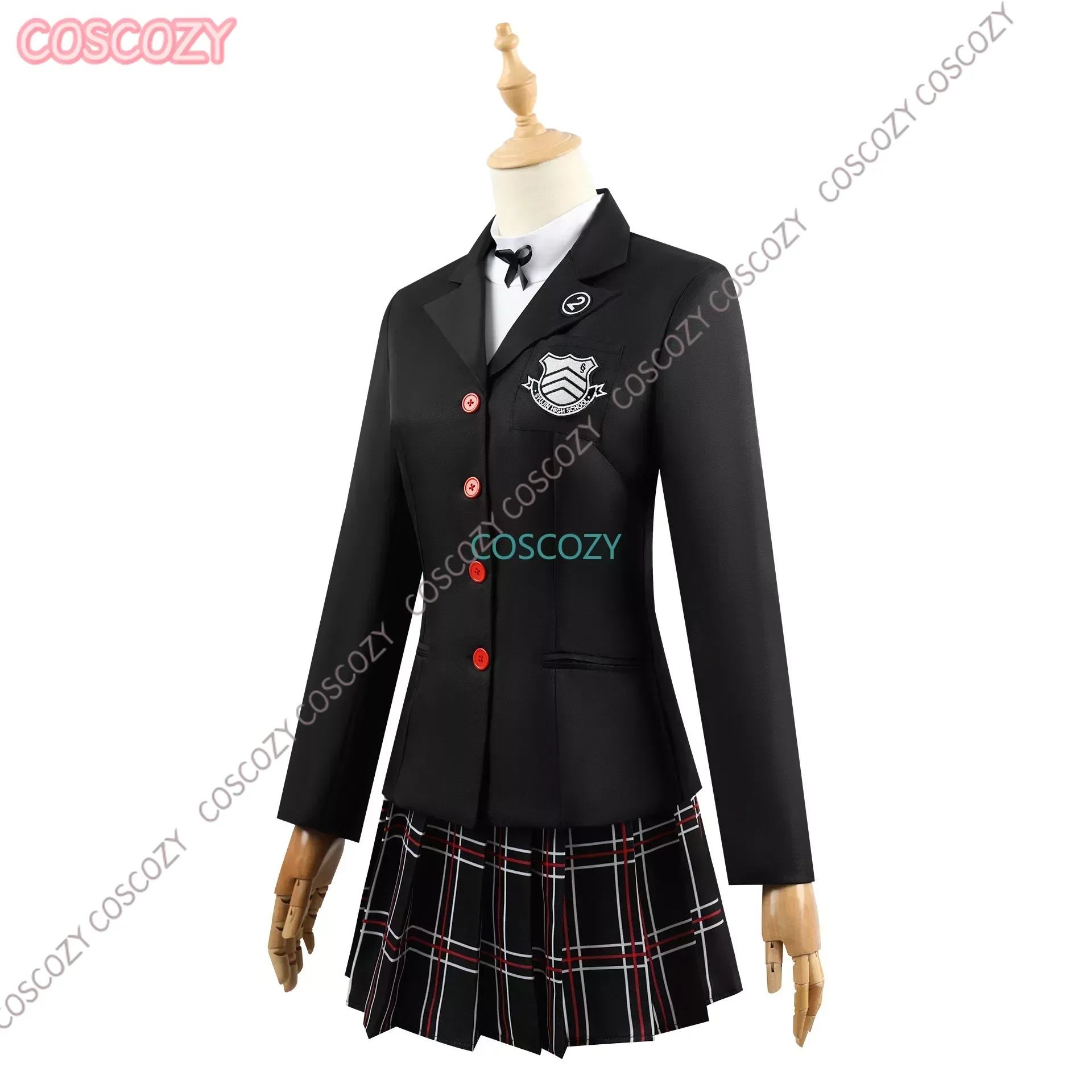 Ren Amamiya Akira Kurusu Cosplay Kostüm Perücke Brille Spiel Persona 5, Herren Damen Schuluniform Halloween Convention Party Outfit