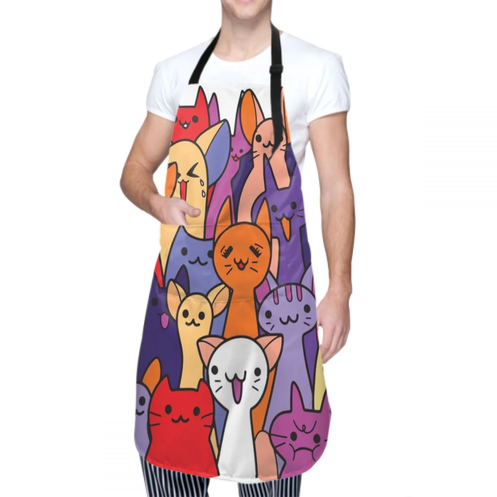 Colorful Waterproof Apron with 2 Pockets Kitchen Chef Apron  Apron for Hair Brushing Cooking Baking Painting Gardening