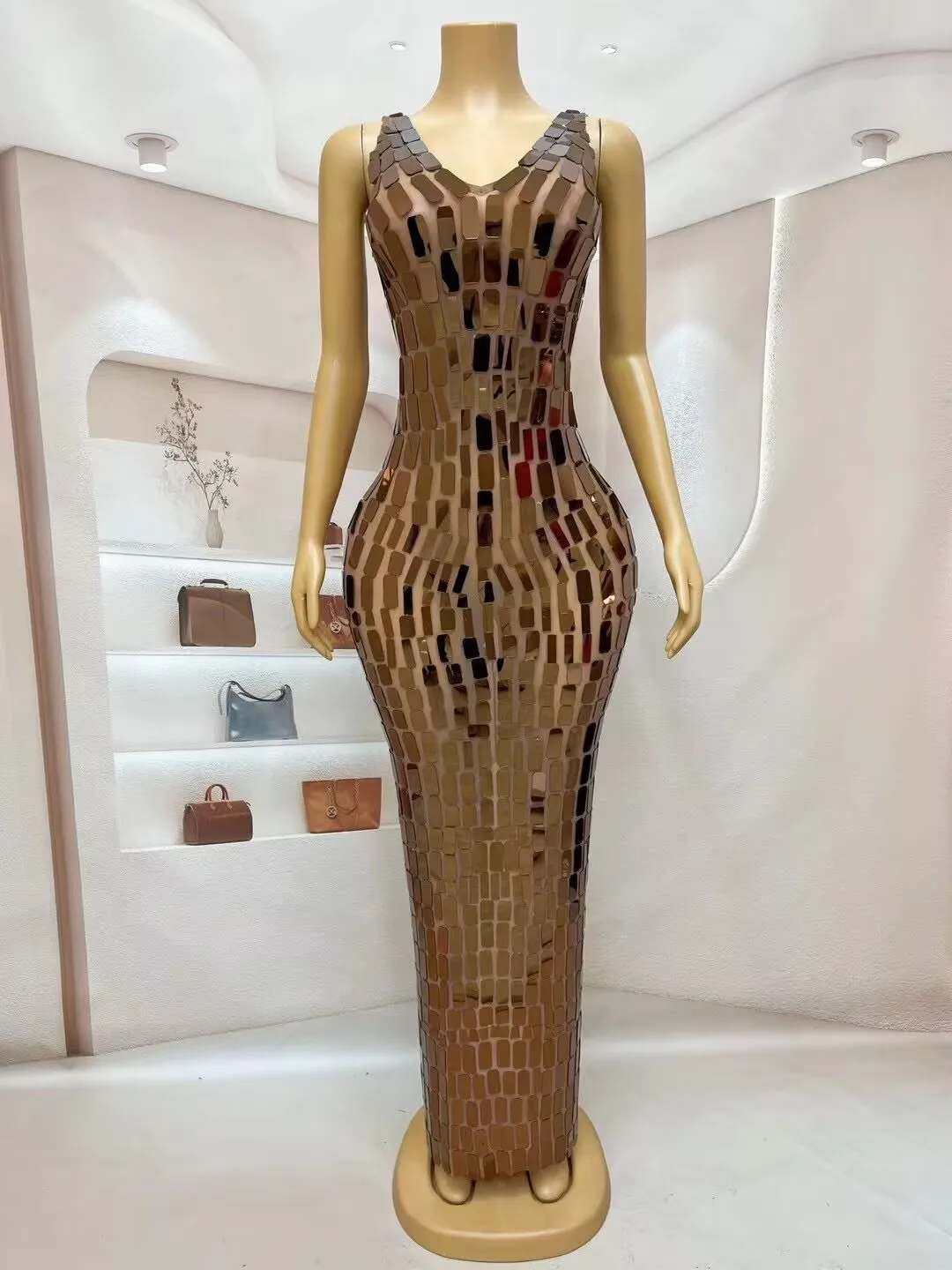 중공업 스팽글 콘서트 패션 드레스 회사 연례 회의 호스트 이브닝 드레스 생일 저녁 식사 vestidos Graduación Mujer