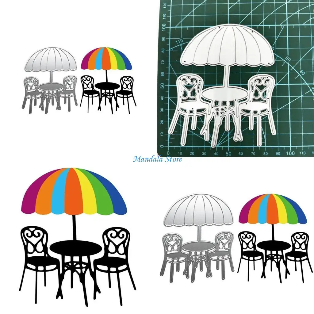 

U2JC Sun Ambrella Chair Cutting Die Carbon Steel Die Cuts for DIY Scrapbooking Craft