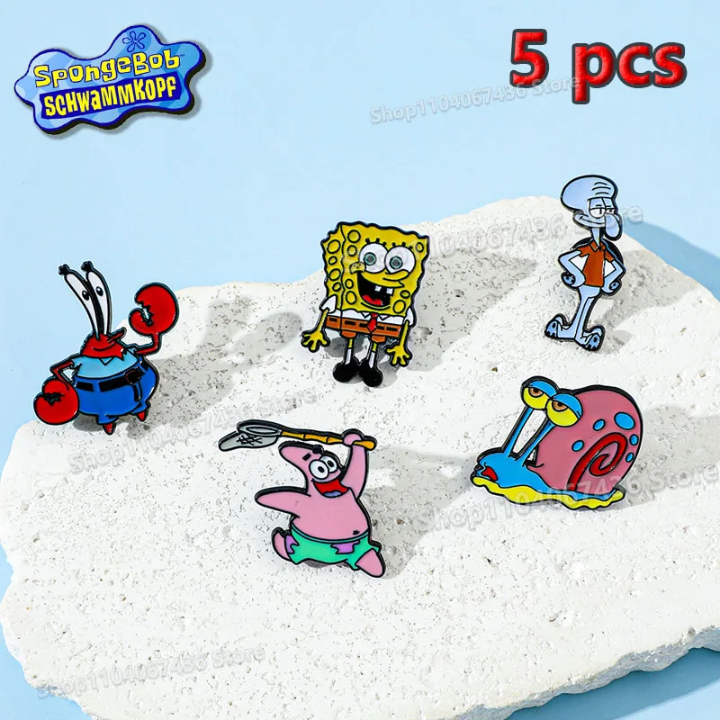 Sponge-bob Enamel Pins Cartoon Cute Creative Metal Brooch Badge Backpack Accessories Hat Pin for Men Women Jewelry Gifts