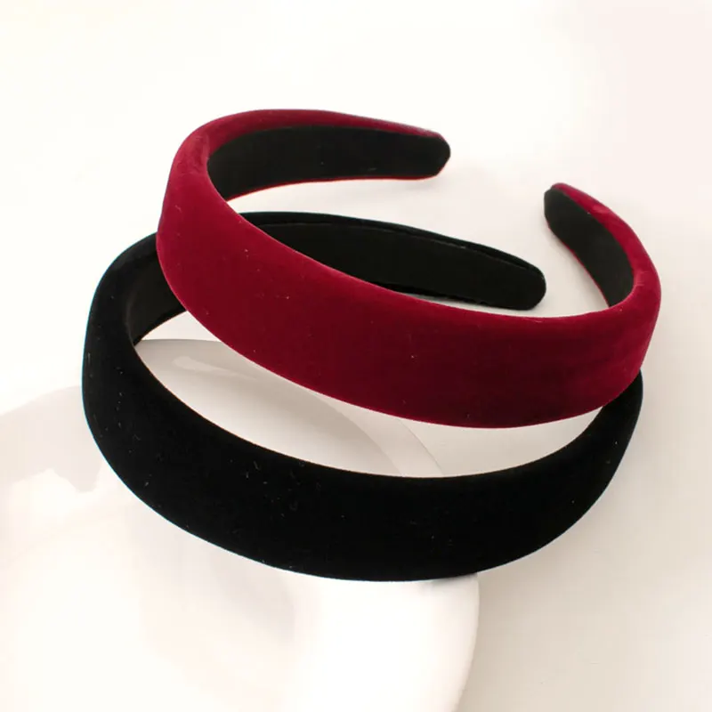 Vintage Black Flocking Hairbands For Women Velvet Sponge Headband Thickened Makeup Christmas Hair Accessories