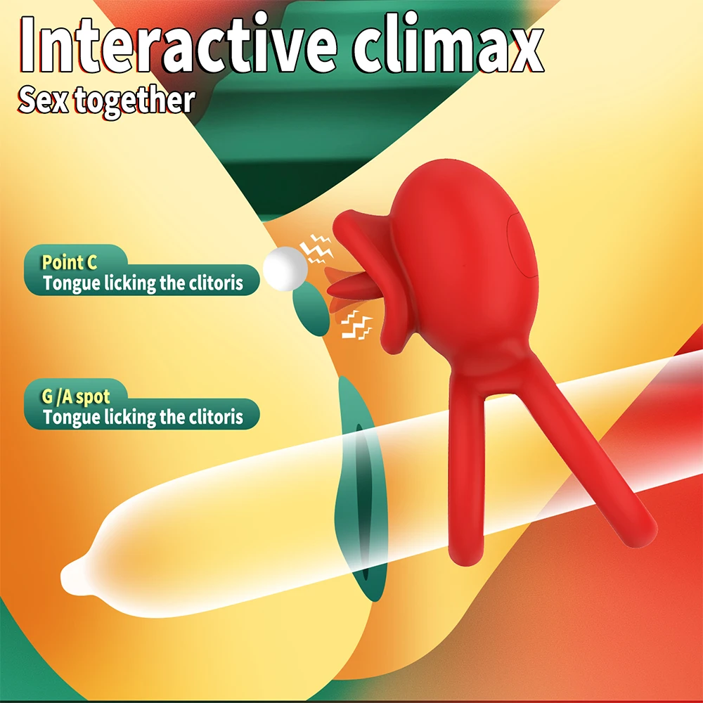 تهتز خاتم الديك App حلقة القضيب هزاز البظر محفز مع لعق الفم لعبة الجنس الكبار للرجال النساء الأزواج متعة