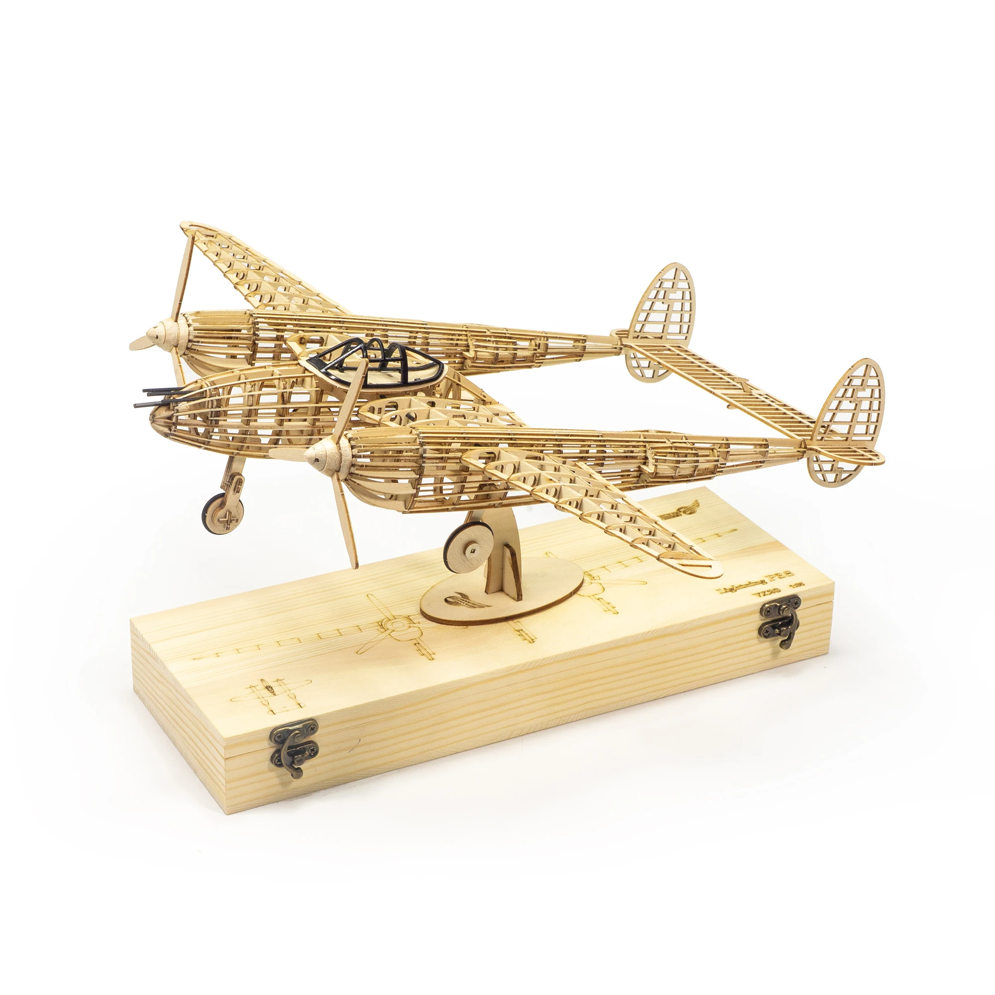 P-38 Lightning Balsa Wood Plane Model Kit 450mm Laser Cut Wooden Aircraft Static DIY Gift Display