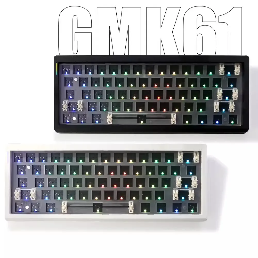 GMK67 Mechanical Keyboard Kit Tri-Mode South-Facing RGB LED Gaming Keyboard For 3/5pin Switches 61 Keys+ Hotswap Socket Gasket