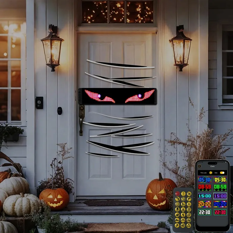 Programmable LED Sign, Led Car Sign with Bluetooth APP Control, DIY Design Animations, halloween decorations indoor