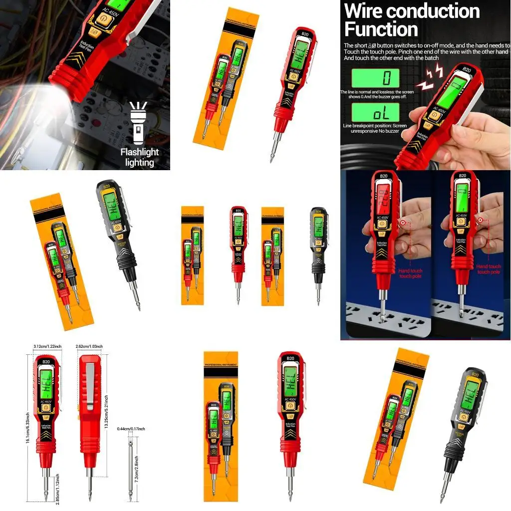 

652F Electrician Tool NCV Probes Tester Pen Digital Measuring Pen Detectors Backlit Screen Test Meter
