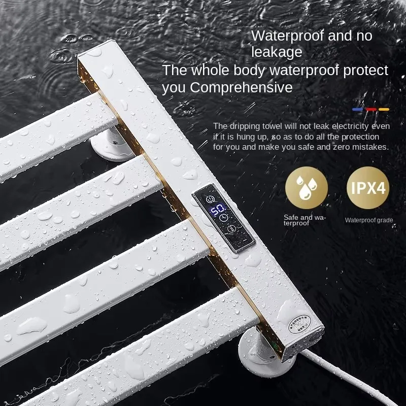 Smart Electric Aluminum Towel Warmer Rack with 60cm Length Fast Heating Waterproof Wall-Mounted Bathroom Heater & Dryer