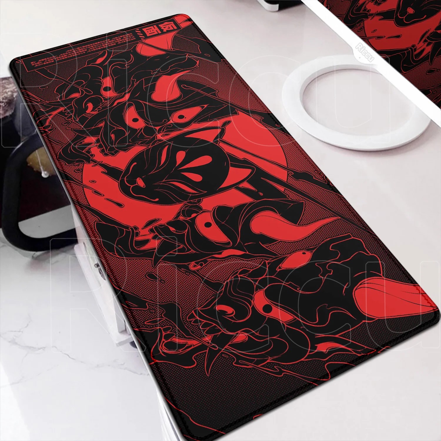 Japanese Anime Black Oni Mouse Pad Computer Durable Deskmat XXL Non-Slip Rubber Large Size Playmat for Office Gaming Accessories
