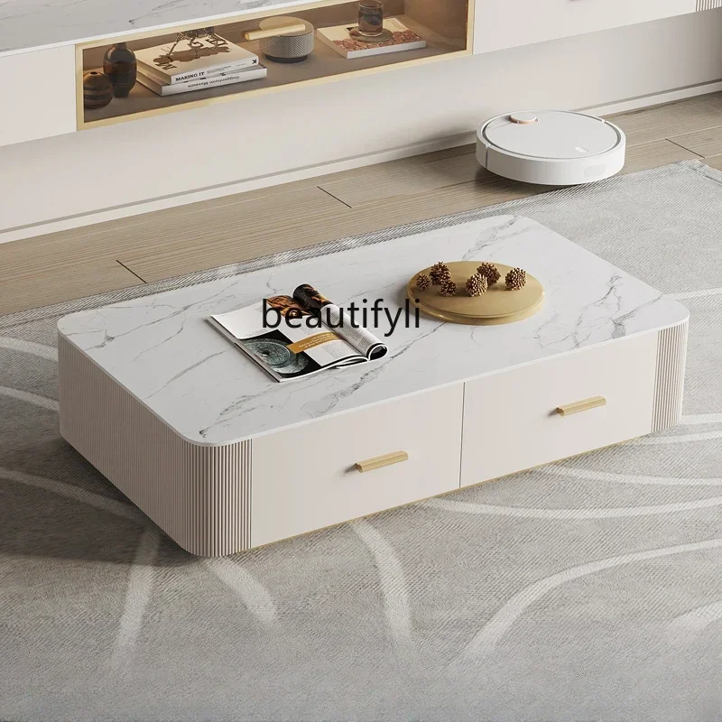 

E1001 ss Minimalist Suspension TV Cabinet Living Room Modern Home Fashion Small Apartment Stone Plate Tea Table Combination