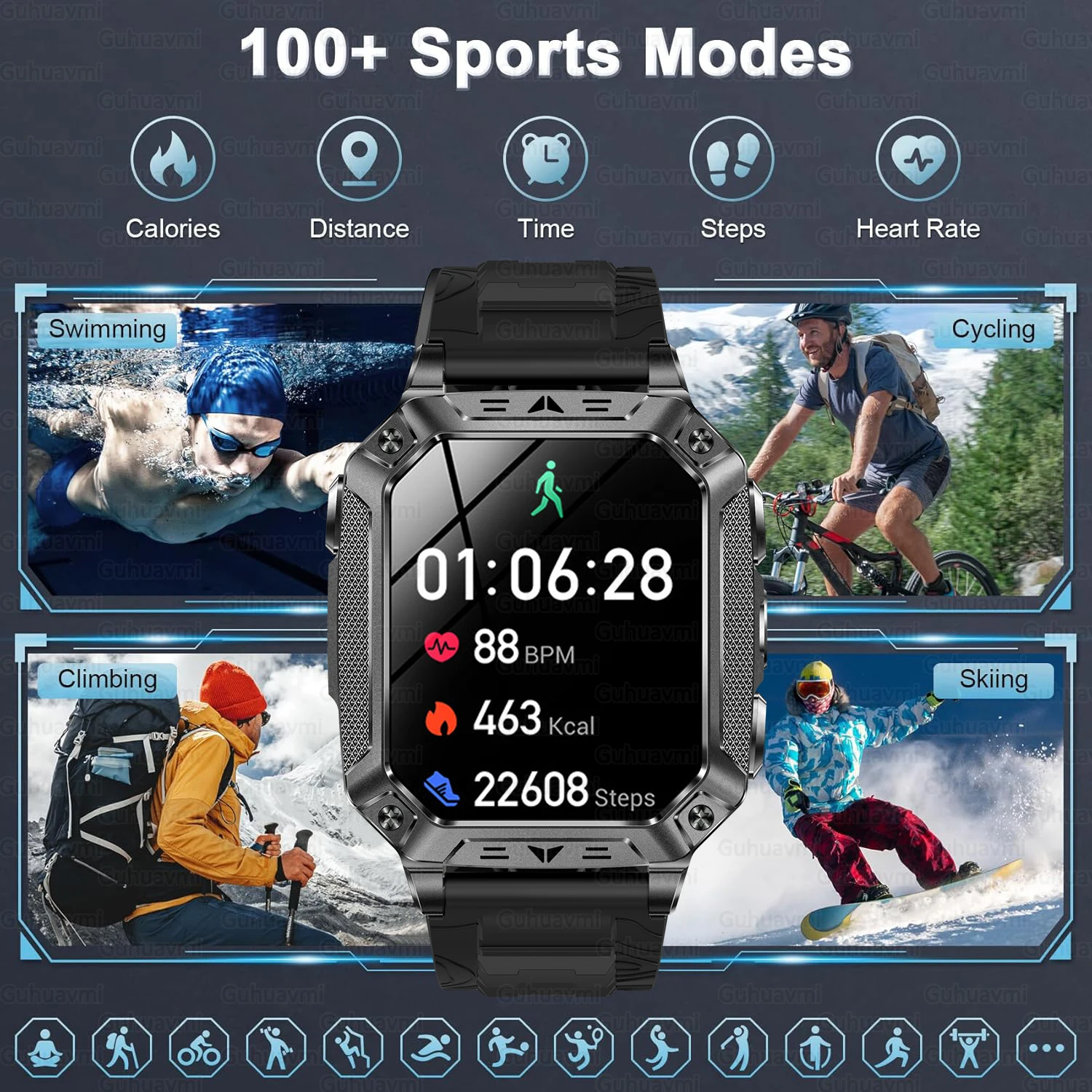2026 New Military Explosion-proof Smartwatch Men 100Day Standby 1500mAh Clock Rugged Outdoor Sport 10ATM Waterproof Call Watches