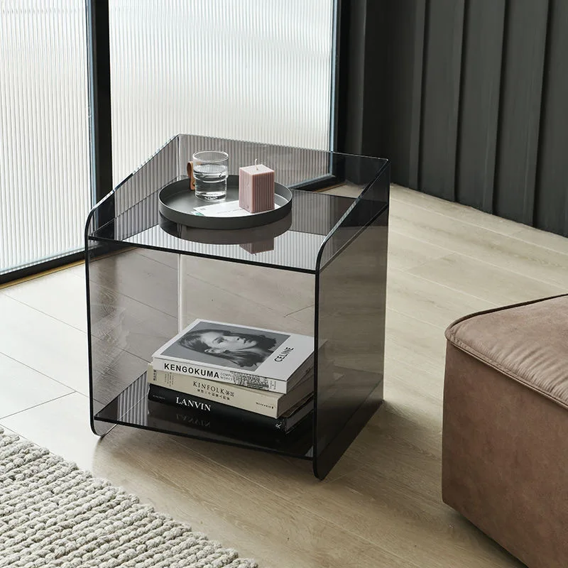 Transparent Acrylic Bedside Cabinet, Minimalist Clear Nightstand with Drawer,