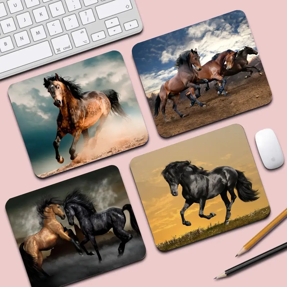 Galloping Horse Mini Mouse Pad Laptop Mat Custom Pc Gaming Set Gamer Setup Ergonomic Keyboard Rug Small Cute Office Accessories