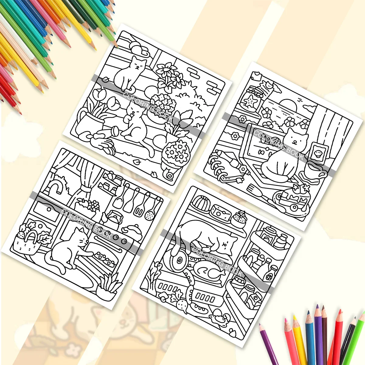 Cat Moments Malbuch für Erwachsene Einzigartiges Buch zur Entspannung Verbessertes Papier für komfortables Malen Perfektes Geschenk für Freunde – Detail 14