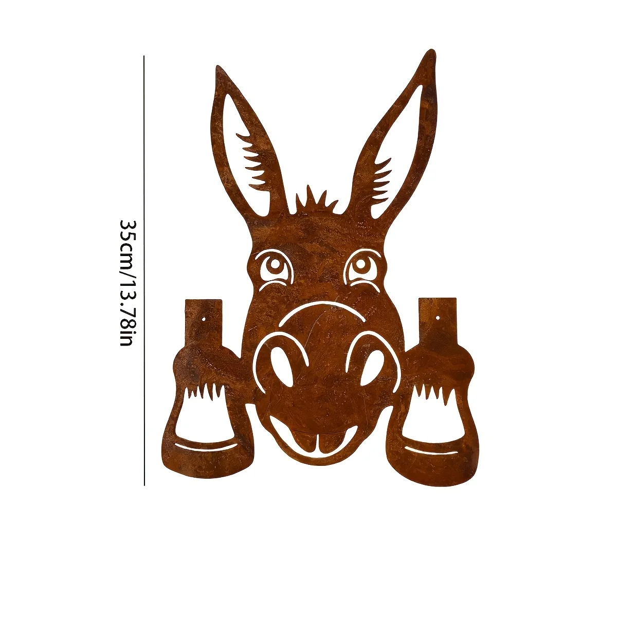 [2D Plane] Rusted Metal Donkey Peeking Fence Decor, Fun Farm Animal Garden Art, Outdoor Rustic Style Donkey Head Wall