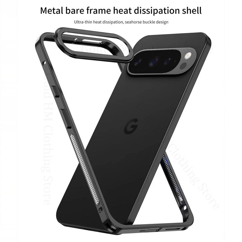 

Alloy Armor Buckle Phone Bumper Case For Google Pixel 10 Pro XL 9A Heat Cooling Dissipation Lens Protector Cover Pixel 9 Pro XL