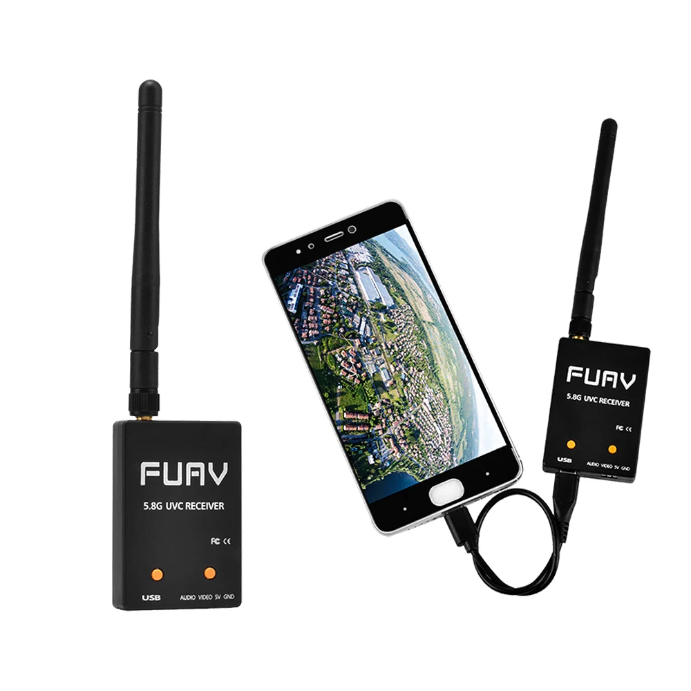 FUAV UVC FPV OTG 5.8G 150CH Full Channel Audio Video FPV Receiver Android Smartphone For RC FPV Drone Quadcopter Car Truck Toy