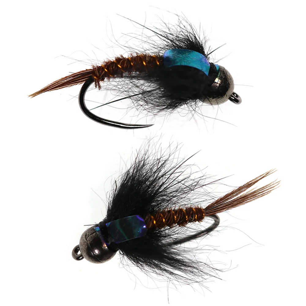6PCS #8 #10 #12 Barbless Fast Sinking Bead Head Flash Back Pheasant Tail Wet Nymph Fly Fishing Trout Panfish Lure Bait