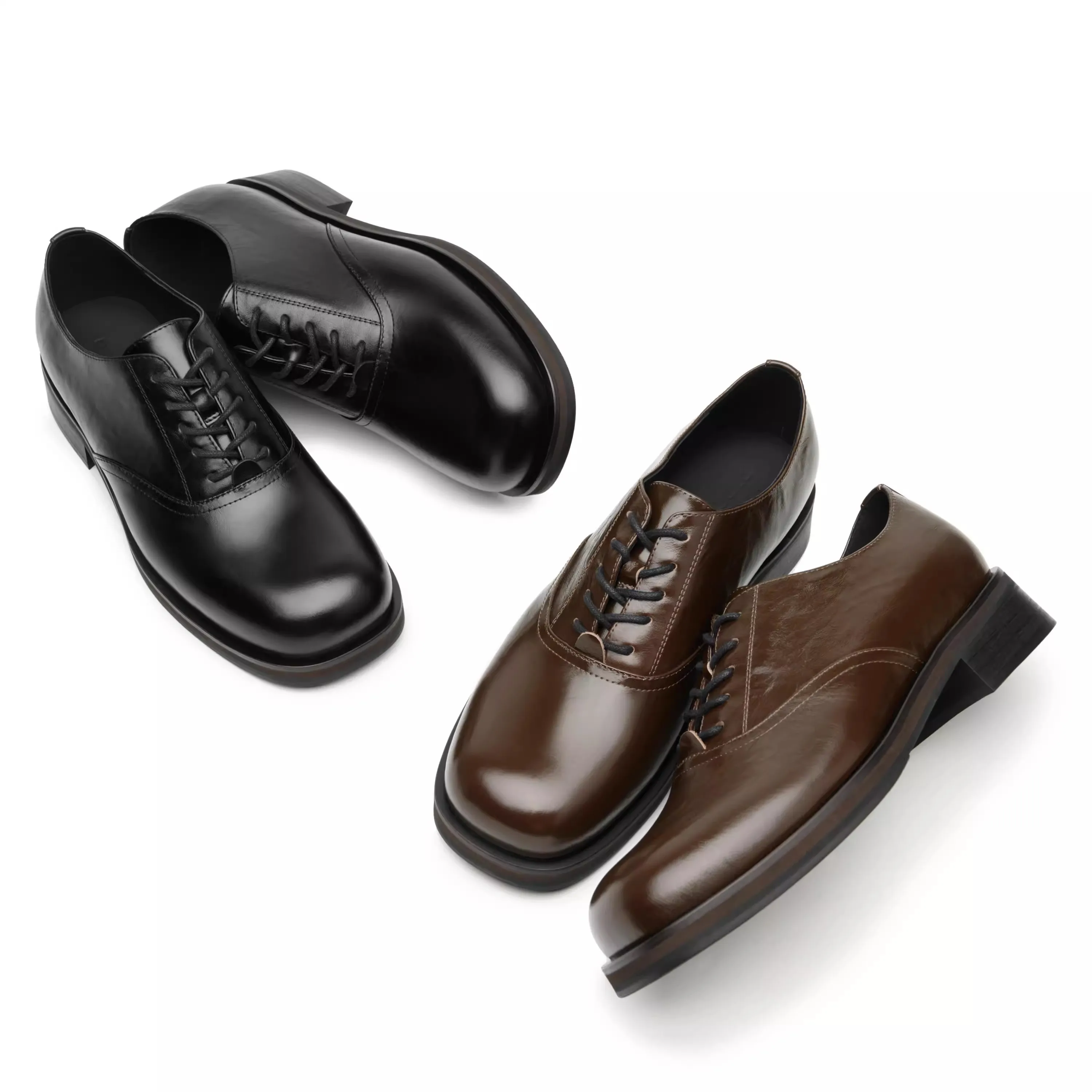 

Casual Thick Bottom Shoes Unisex Cleanfit British Style Square Toe Business Formal Increase Height Leather Shoes