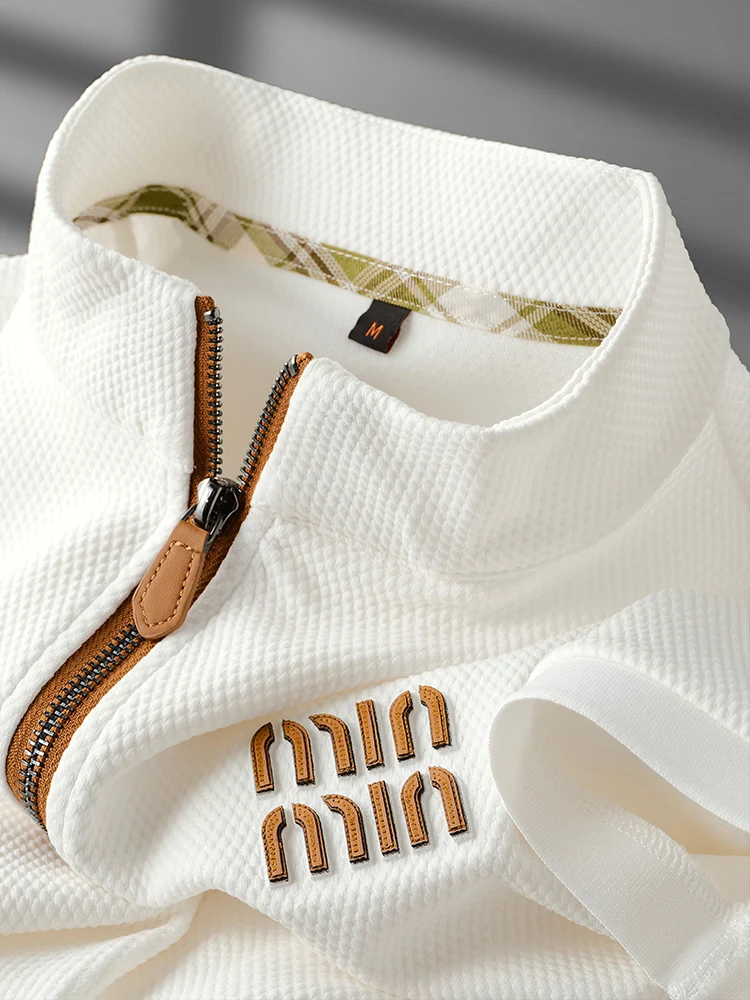 

Мужская летняя футболка свободного кроя с воротником-стойкой на молнии, повседневная, городская, из хлопка...