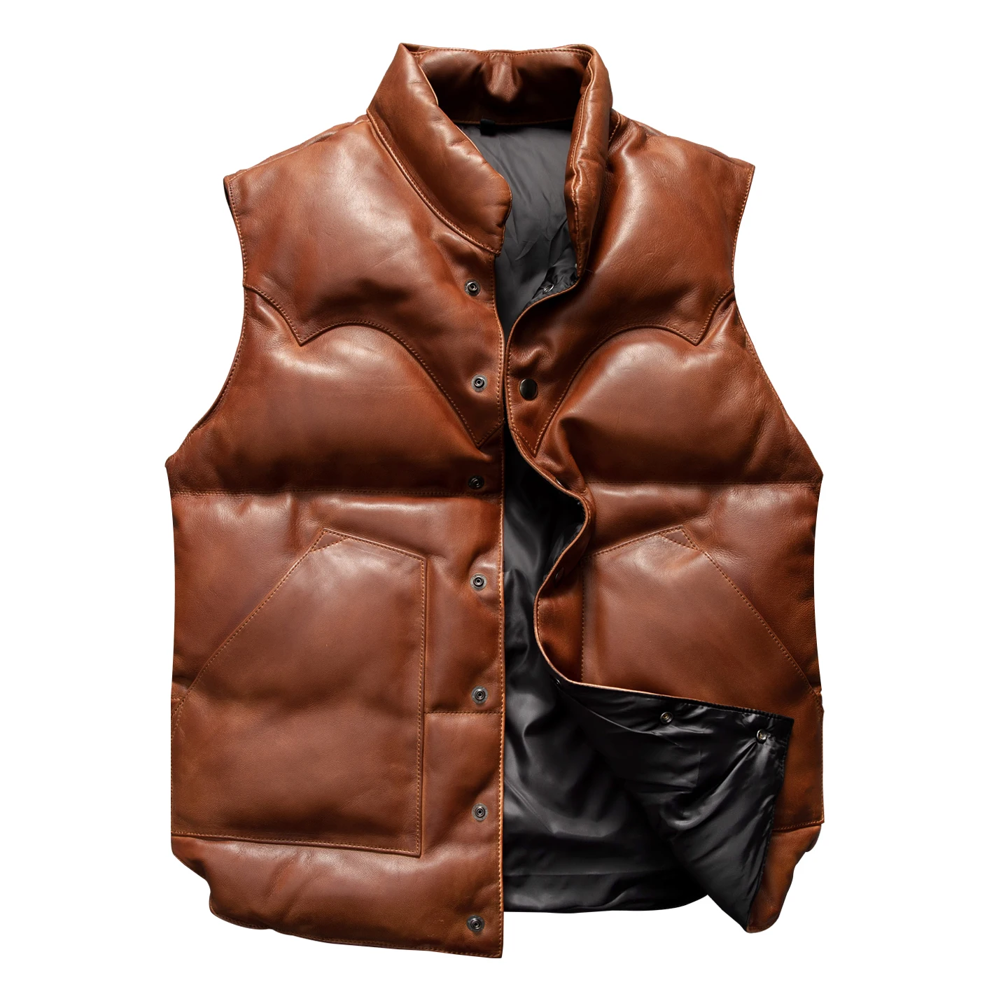 

Коричневый зимний кожаный пуховый жилет для мужчин в винтажном стиле размера плюс 5XL из натуральной овчины толстый теплый однобортный жилет
