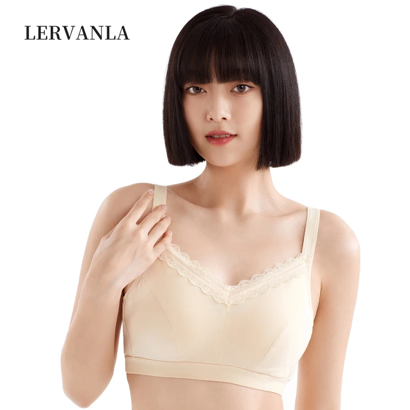 LERVANLA 6052 Silicone Breast Forms Fake Breasts Mastectomy Bra with Pockets for Artificial Prosthesis Woman Without Steel Ring