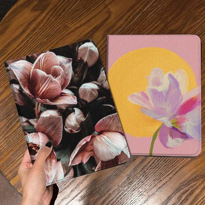 

Pink Tulip Flower Bouquet Tablet Case For Apple iPad Air Pro mini 1 2 3 4 5 6 7 8 9 11 M2 M3 M5 M4 5th 6th 7th 10th 11th Gift