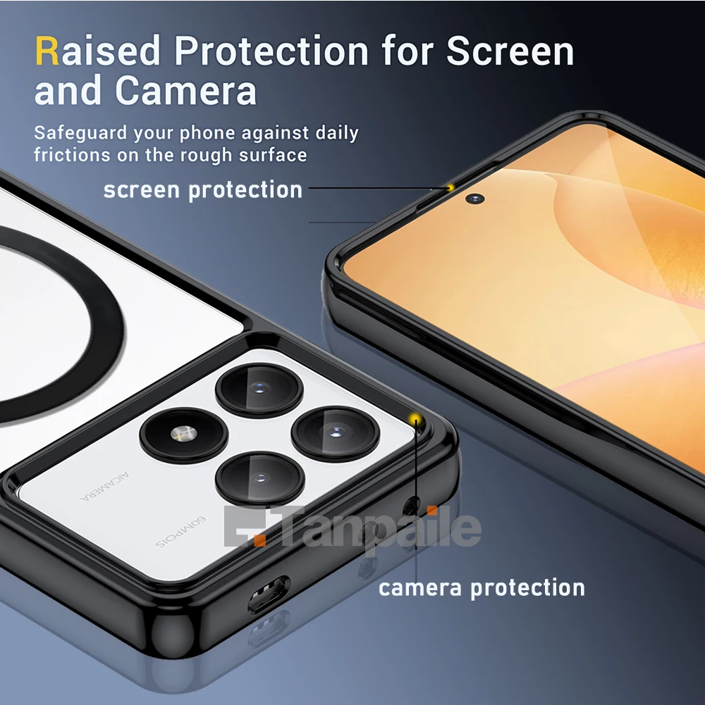حافظة لهاتف Redmi K80 Pro/POCO F7 Ultra لهاتف POCO F7 Pro حافظة لهاتف Redmi Turbo 4/POCO X7 Pro ممتص للصدمات Magsafe Funda