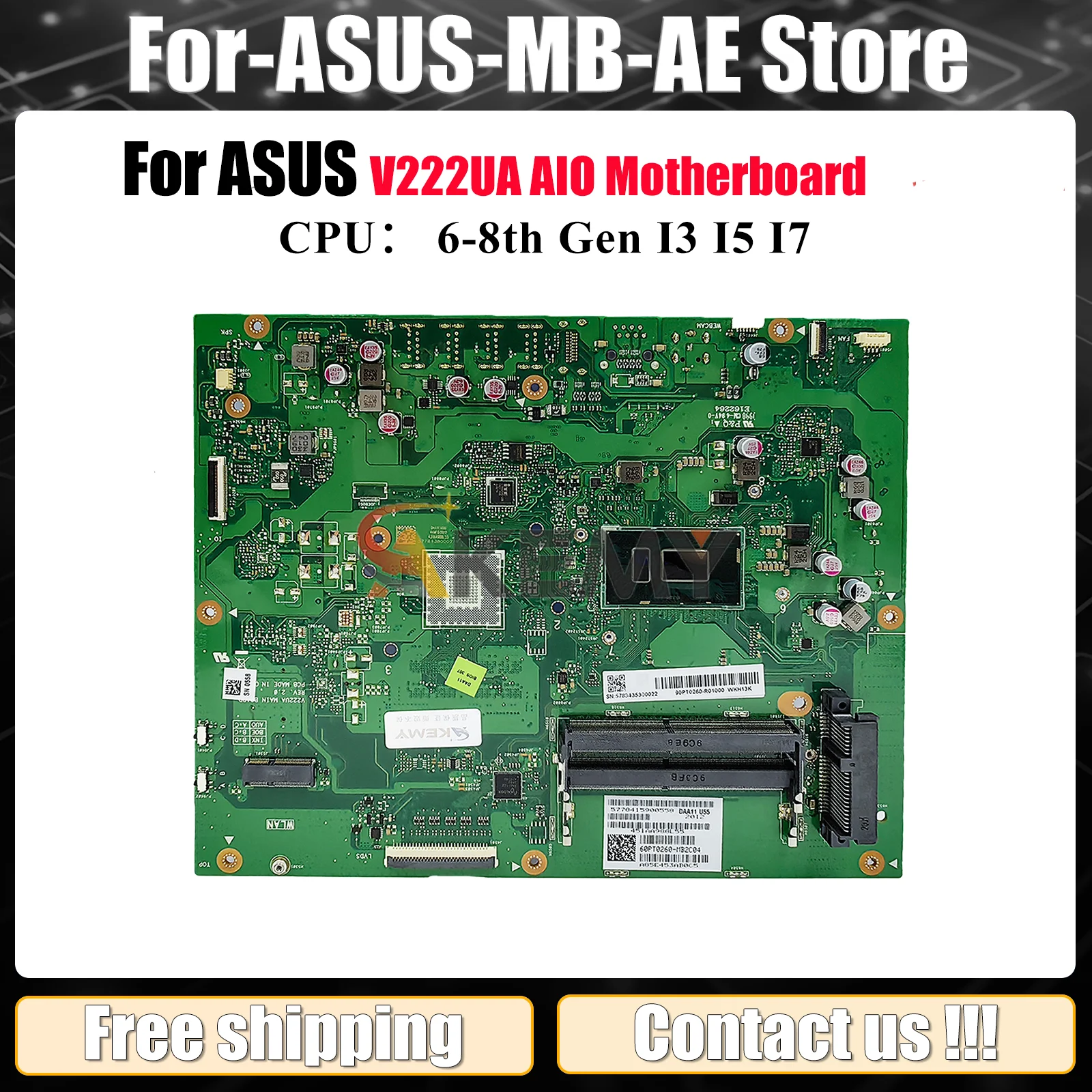 

Материнская плата V222UA для ASUS Vivo AiO V222UA V222U, материнская плата с процессором I3 I5 I7, 100% тестирование, ОК, быстрая доставка, высокое качество