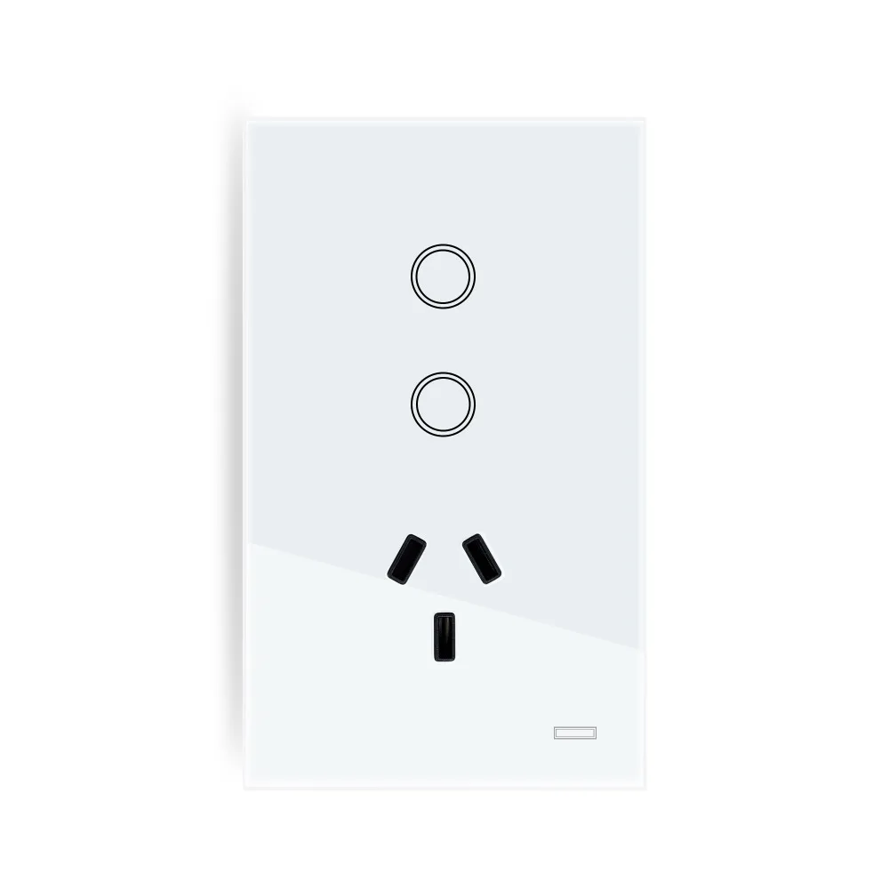 Description Picture 2 of itemMelery Wifi Smart Tuya Light Switch Argentina Plug Wall Socket Australia Outlet Touch Glass Panel Remote by Alexa Google Home