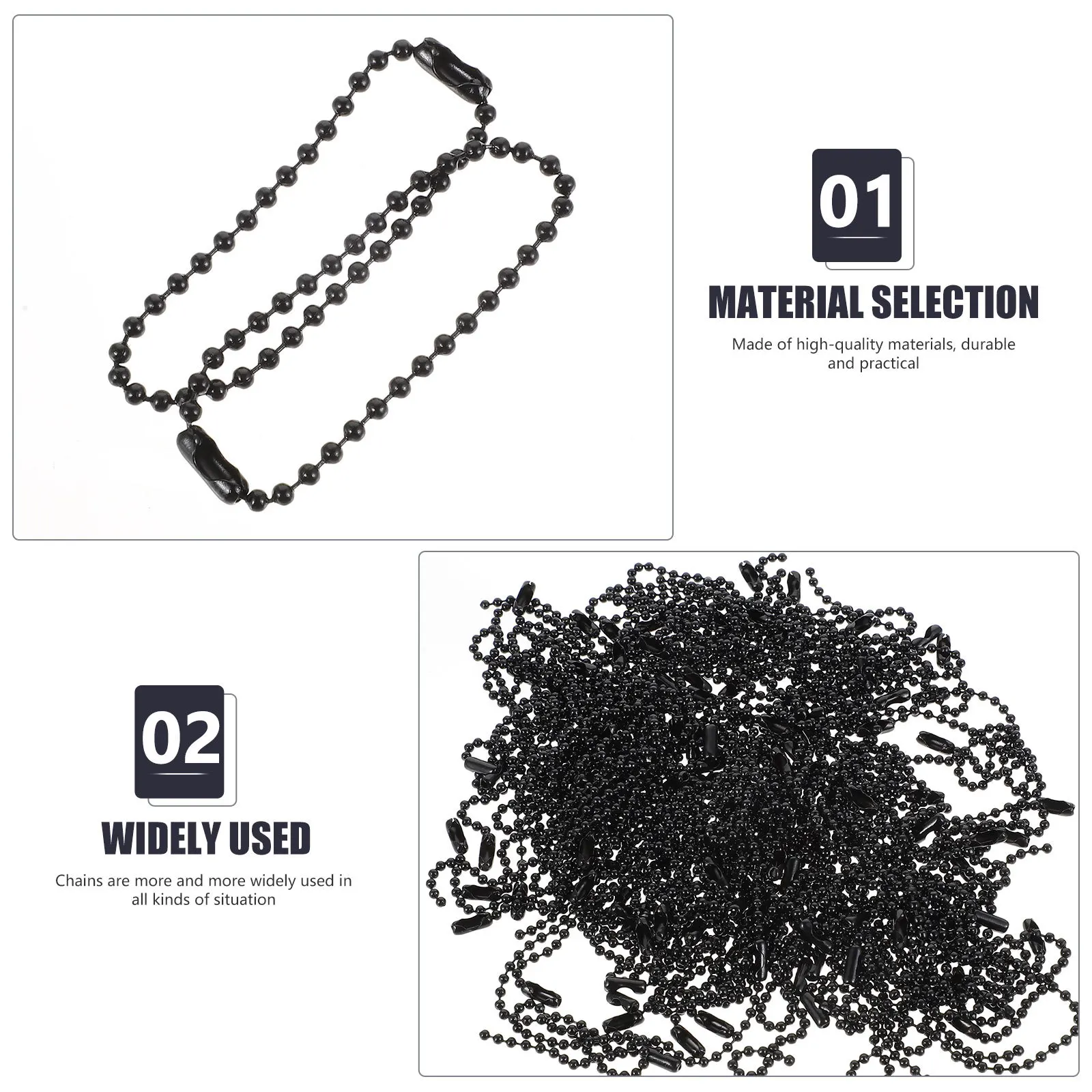 

100pcs 2.4Mm Round Ball Beading Chains For Diy Jewelry Keychain Bag Tag Pendant Metal Ball Chain Hanging Price Tag Connector